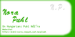 nora puhl business card